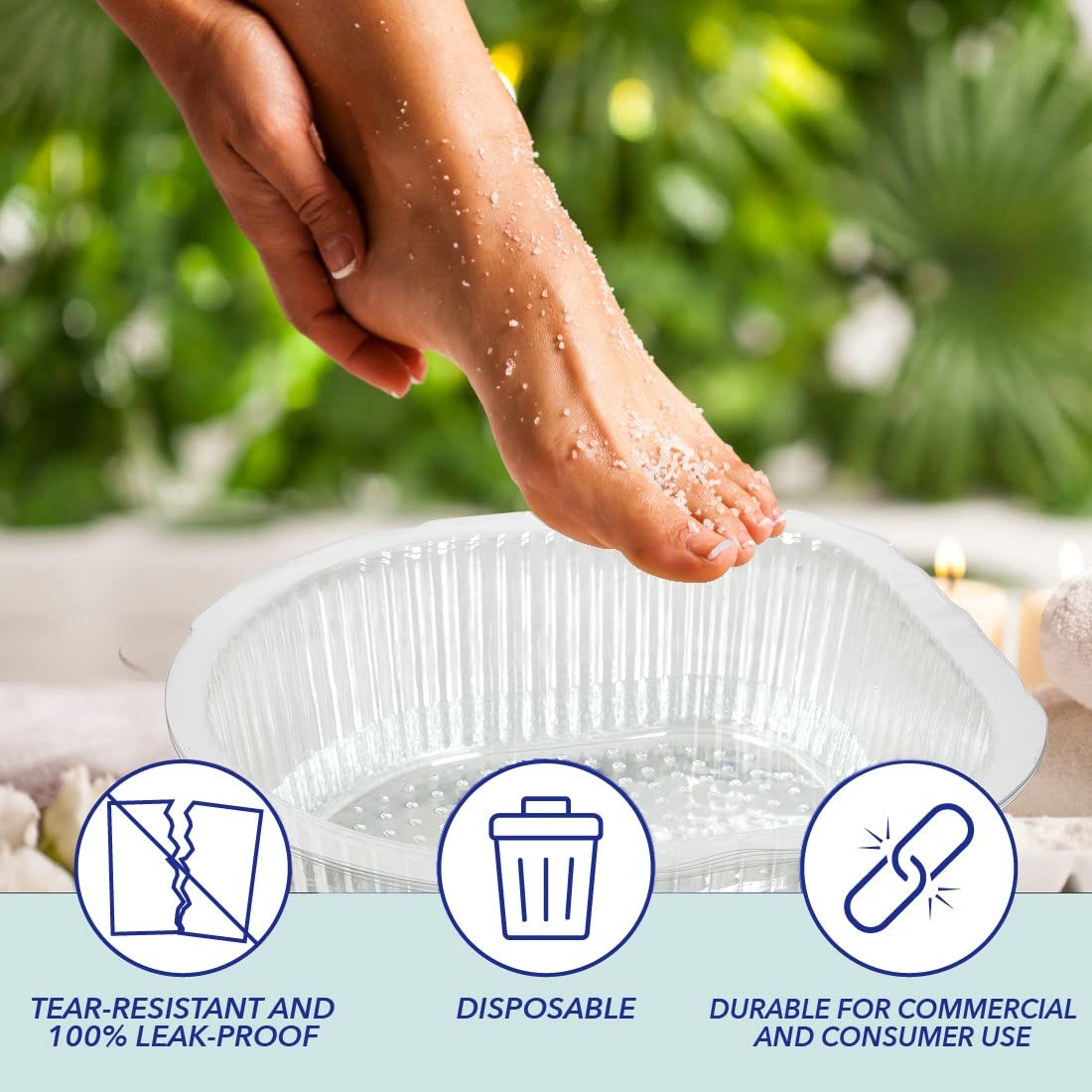 ForPro Professional Collection Universal Pedi Bath Liners - 50% THICKER - Fit Footsie Bath, Disposable Pedicure Foot Tub Liners for Foot Spa Basins & Foot Bath Soaks, Clear, 100-Count