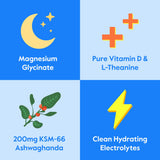 Nectar Calm Magnesium and Ashwagandha Drink Mix - Sugar Free Cortisol Reducer* & Sleep Aid - with Vitamin D, L-Theanine, Electrolytes - Deep Sleep, Relax, Focus & Calm (Variety 30 Sticks)