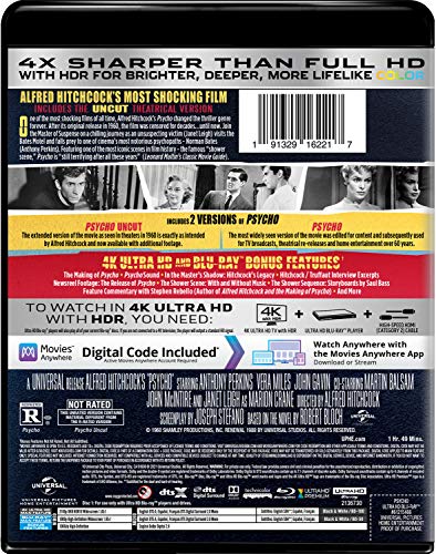 Psycho (1960) - 4K Ultra HD + Blu-ray + Digital [4K UHD]