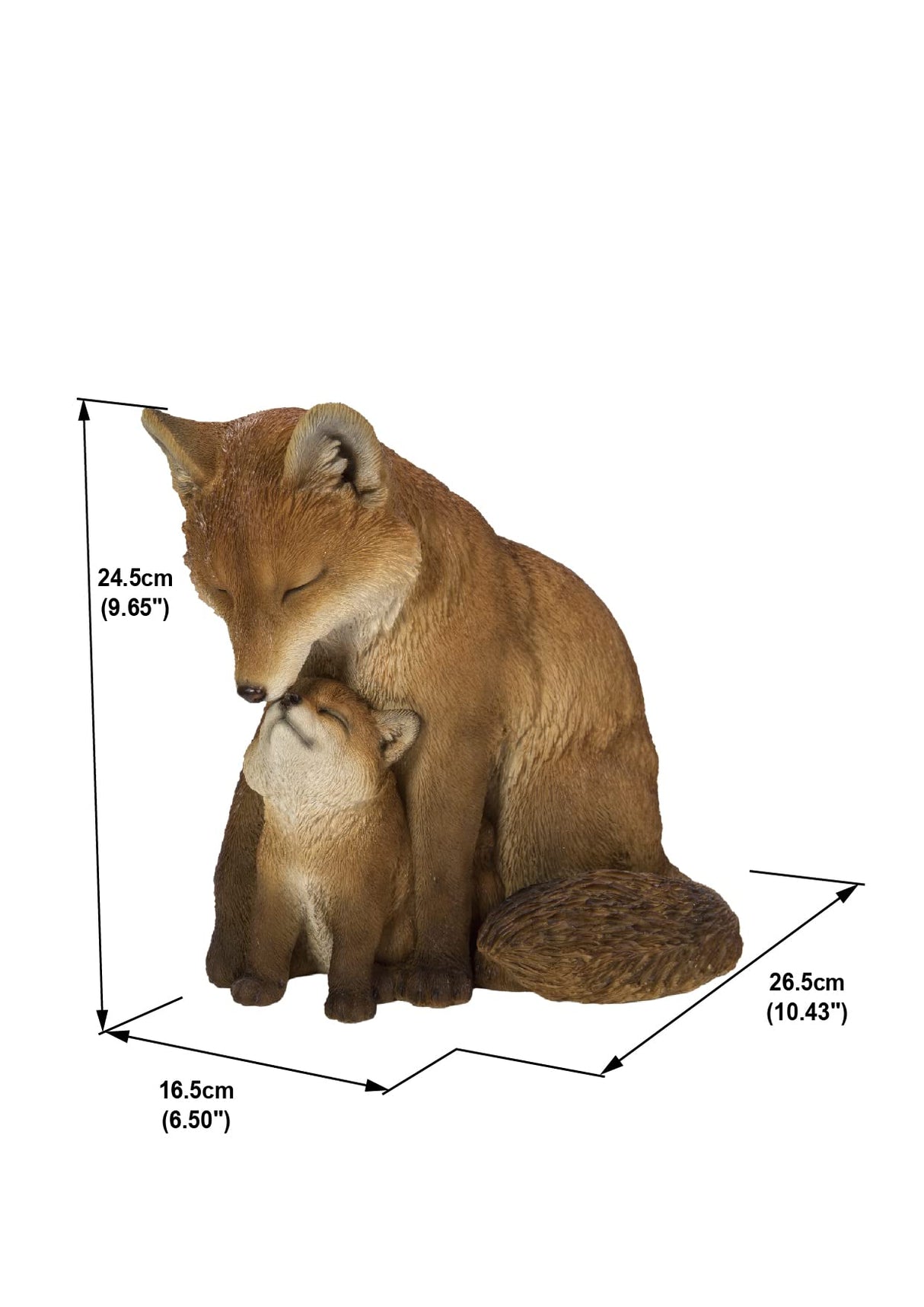 HI-LINE Gift Cuddling Mother and Baby Fox Garden Statue, Brown (87719-I)