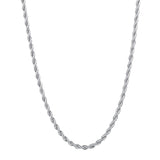 Fiusem Silver Chain Necklace for Men 3mm Stainless Steel Rope Chain 24 Inch