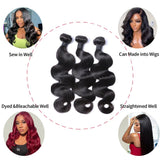 12A Body Wave Bundles Human Hair 20 22 24 inch Human Hair Bundles 100% Unprocessed Brazilian Virgin 3 bundles Body Wave Bundles for Woman Natural Color（20 22 24inch）