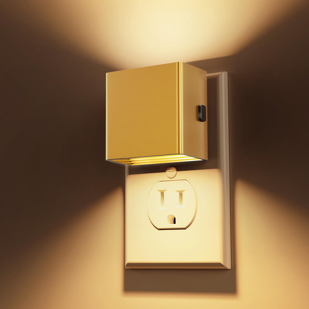 L LOHAS LED Night Light,Night Lights Plug into Wall,[2-Pack] Dimmable Night Light with Light Sensor,3000K Warm White,Gold Nightlight for Bathroom Hallway Kitchen