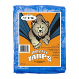 Grizzly Tarps by B-Air 10' x 14' Large Multi-Purpose Waterproof Heavy Duty Poly Tarp with Grommets Every 36", 8x8 Weave, 5 Mil Thick, for Home, Boats, Cars, Camping, Protective Cover, Blue