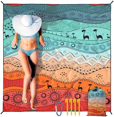 AISPARKY Beach Blanket Waterproof Sandproof, Oversized Large Beach Mat 79" X 83"/120"x108" for 1-8 Adults, Quick Drying&Compact&Lightweight, Picnic Mat Vacation Essentials for Beach Camping Travel