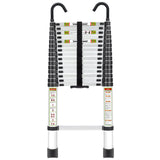 RIKADE Telescoping Ladder, 20.3 FT Aluminum Lightweight Collapsible Ladder with Detachable Top Hooks, 330 lbs Max Load, Extension Ladder for RV, Roof and Construction, Aluminum