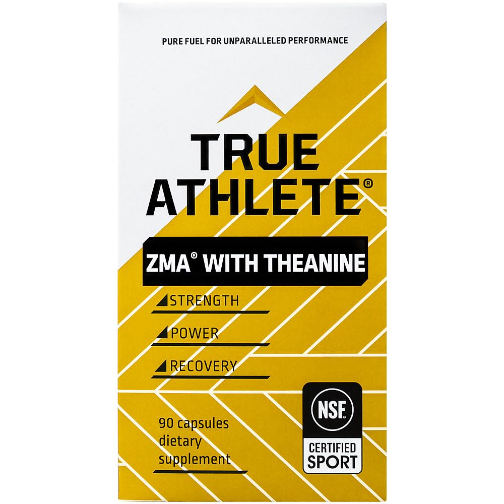 True Athlete ZMA with Theanine – Supports Muscle Recovery, Strength & Sleep – Zinc, Magnesium, Vitamin B6 & Theanine Formula for Relaxation & Performance (90 Capsules)