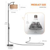 Bstrip 65-72.8 Inches Adjustable Grow Light for Indoor Plants, Boho Rattan & Fabric Shade Standing Grow Lamp, 25W 3000K Full Spectrum LED Plant Light with Auto On/Off Timer