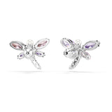 Swarovski x Ariana Grande Dragonfly Motif Stud Earrings, Mixed Cut Multicolored Stones, Rhodium Finish