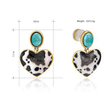 Wrangler Heart Drop Dangle Earrings, 14K Gold Turquoise Western Jewelry