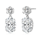 EAMTI Wedding Earrings for Women Cubic Zirconia Dangle Bridal Earrings 925 Sterling Silver Post Oval Earring for Prom Bridesmaid