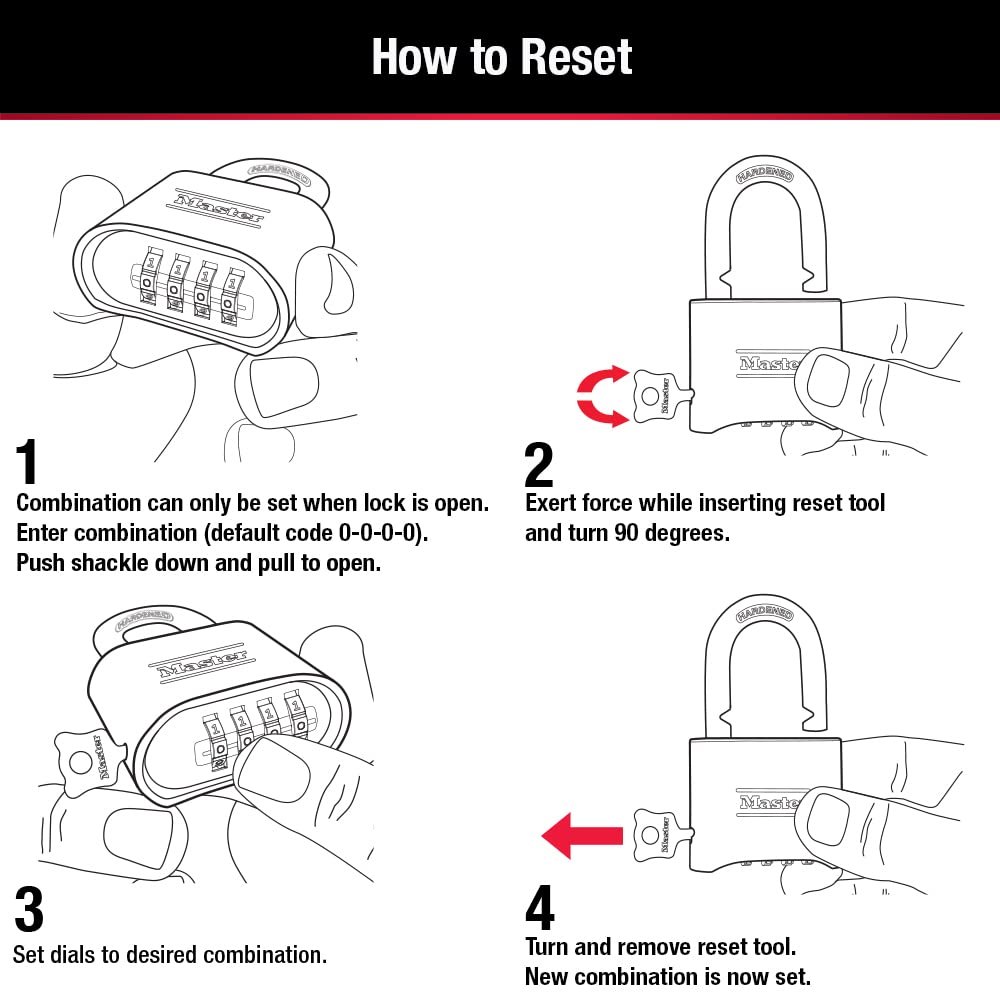 Master Lock Black Combination Padlock, Set Your Own Combo Lock, Weather Resistant Indoor and Outdoor Padlock with Code for Gym Locker, Gate, Shed, 178D