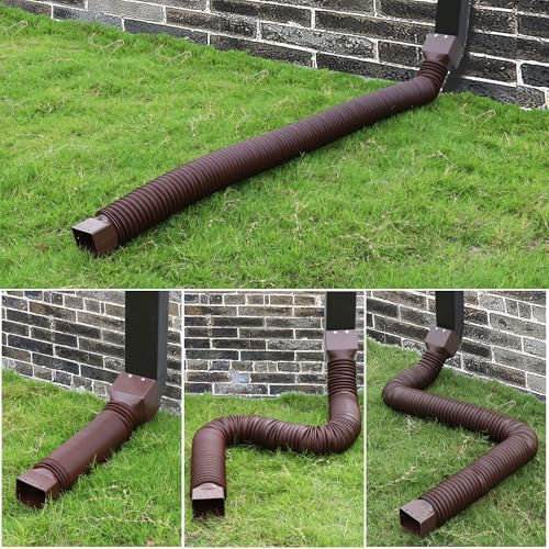 2 Pack Rain Gutter Downspout Extensions, Upgraded Flexible Drain Downspout Extender, Rainwater Drainage Diverter with Mini Connector, Extendable from 20 to 127 Inches