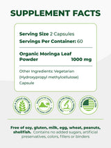 PURA VIDA MORINGA Capsules Single Origin Moringa Powder Organic. Moringa Leaf. Energy, Metabolism, & Immune Support. 120ct. 500mg Caps.