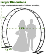 Queension 8Ft Wide 7Ft High Metal Wedding Arch for Ceremony Party, Black
