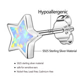 Hypoallergenic Star Girls Earrings, S925 Sterling Silver Post Fire Opal Stud Earrings For Women ARSKRO Tiny Little Small Cute Earring Jewelry Gifts for Kids Sensitive Ears