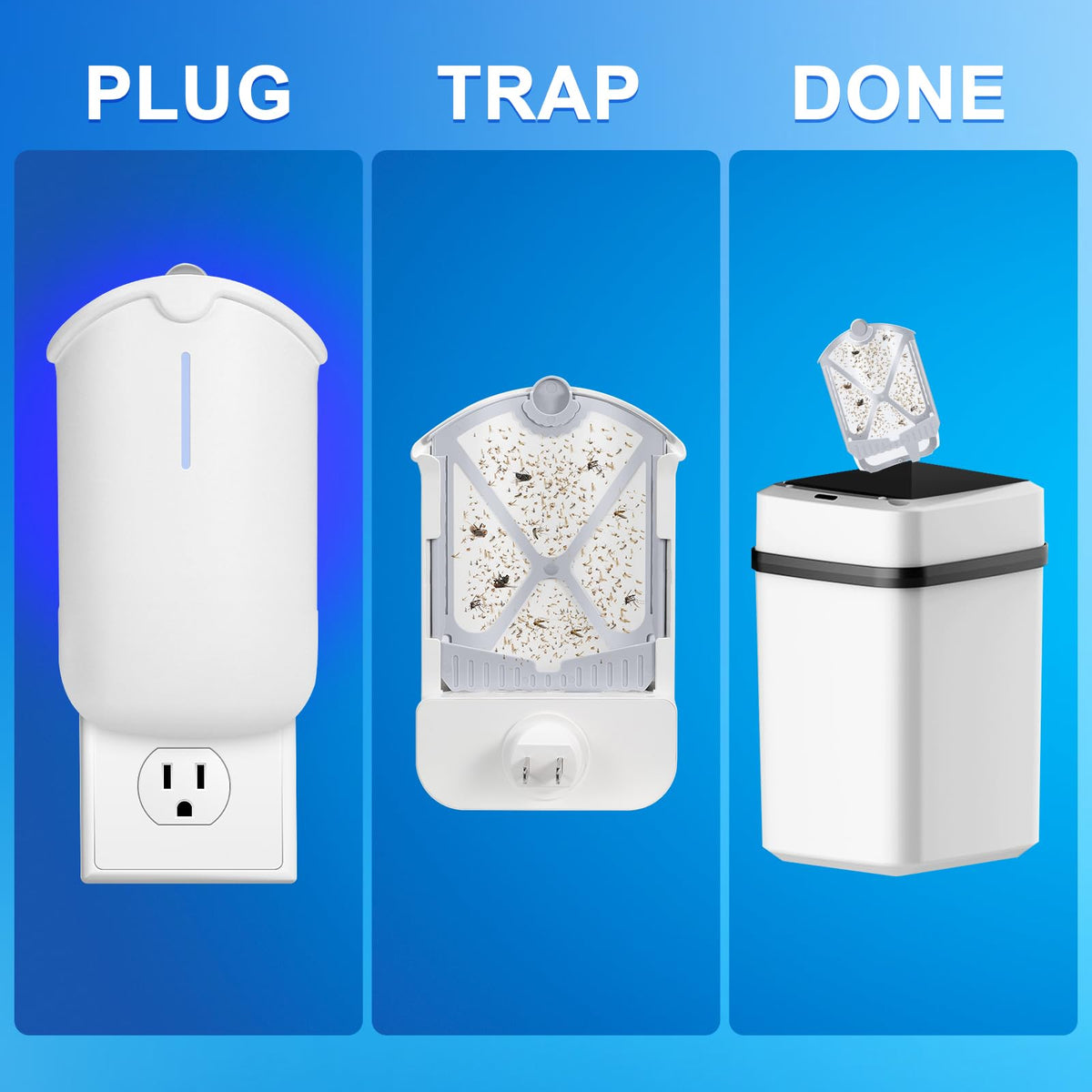 INRAGEO Flying Insect Trap & 5 Cartridges - Compatible with Refills