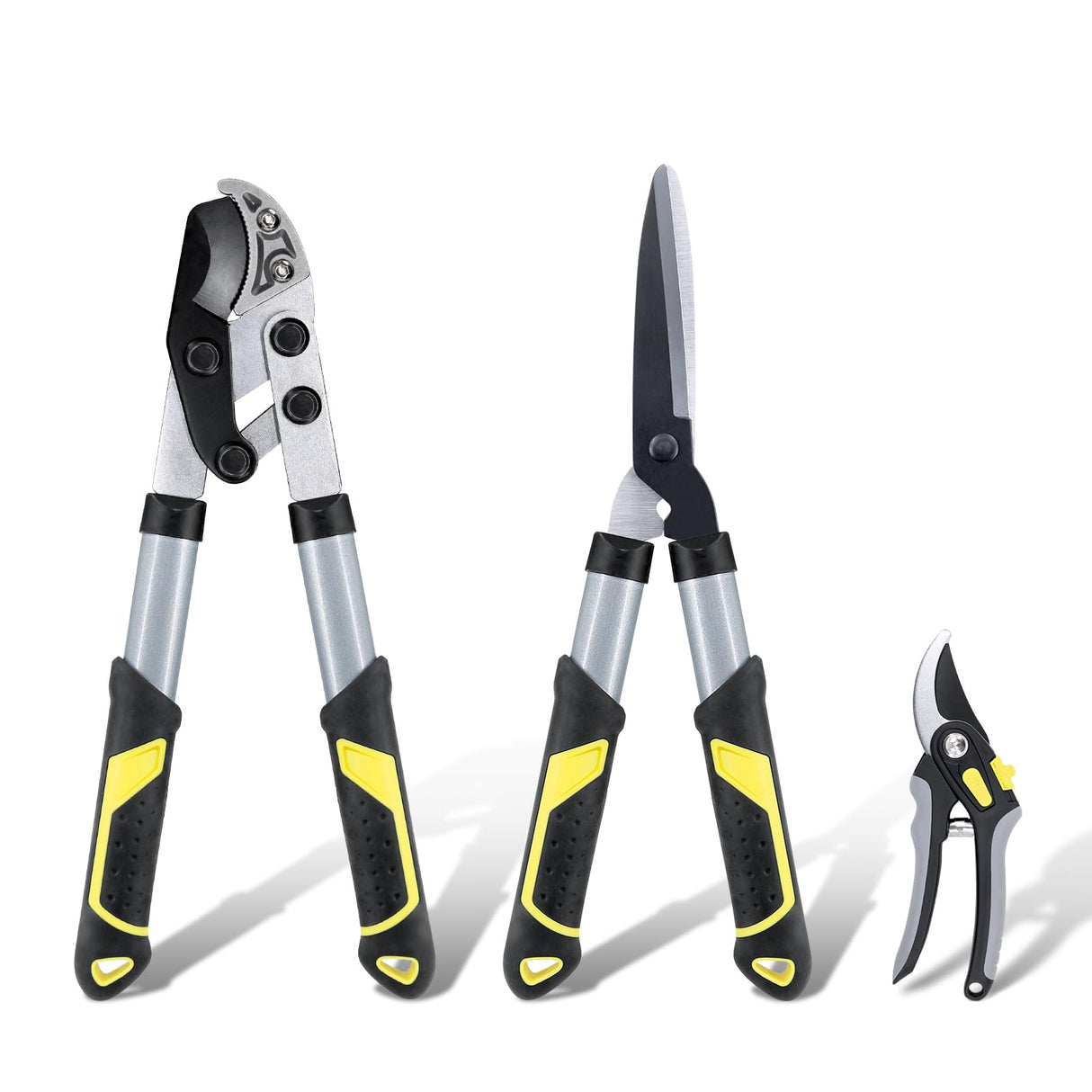 Colwelt Loppers Hedge Shears Garden Shears Set 3Pcs, Compact 17’’ Anvil Branch Cutter & Hedge Clippers & Garden Scissors, Shears Gardening Tools for Yard(Set for the bulk of light-to-moderate pruning)