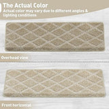 PURE ERA Bullnose Carpet Stair Treads Tape Free Non-Slip Indoor Stair Protectors Pet Friendly Stair Treads for Wooden Steps 9.5" x 30"(14 Pieces, Cream Gray Diamond Trellis)