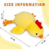 24" 4.2 lbs Weighted Stuffed Animals, Weighted Chicken Plush, Cute Weighted Stuffed Animal Chick Plushie Dolls Throw Pillow Birthday Christmas Gifts for Children Kids Adults