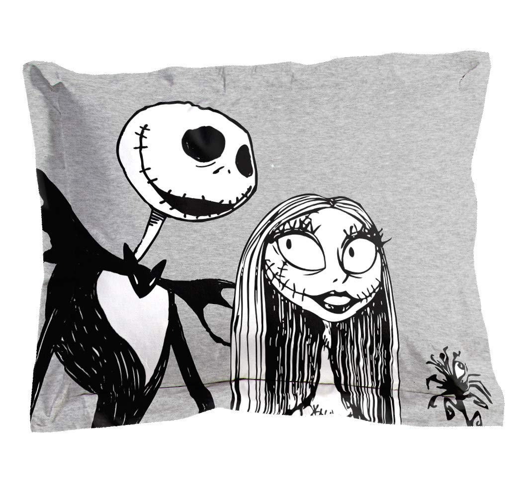 Jay franco Disney Nightmare Before Christmas Moonlight 7 Pc Jay franco Queen Bed Set-Includes Reversible Comforter&Sheet Set-Features Jack&Sally-Super Soft Fade Microfiber-(Official Disney Product)