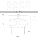 Evelyne Decorative Garden Border Plastic Edging – PP Plastic, Short Metal-Free Faux Wrought Iron Leaf & Bird Design, 8pcs Yard Landscaping Fence Liner Lawn Edge Barrier, 10ft Kit of Decorative Panels