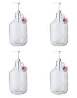 Fastrack 4-Pack 1 Gallon Glass Jug Laundry Detergent Dispenser – Airtight Screw-Top Container | Non-Slip Base | Detergent Pump Dispenser or Syrup Pump | Eco Friendly Food Grade
