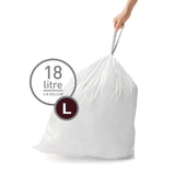 simplehuman Code L 100 Count, Dispenser Pack Custom Fit Liners, Drawstring Trash Bags, 18 Liter / 4.7 Gallon, White