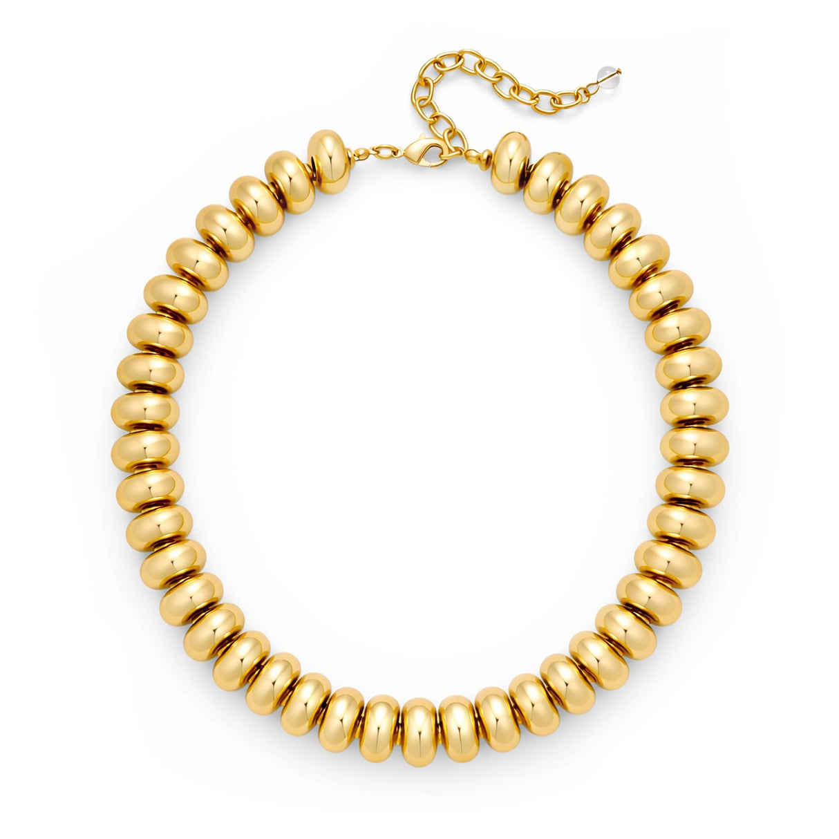 WOWORAMA Chunky Gold Beaded Necklace for Women Large 18MM Flat Abacus Bead Necklaces Metallic CCB Statement Necklace Trendy Chunky Choker Fashion Jewelry