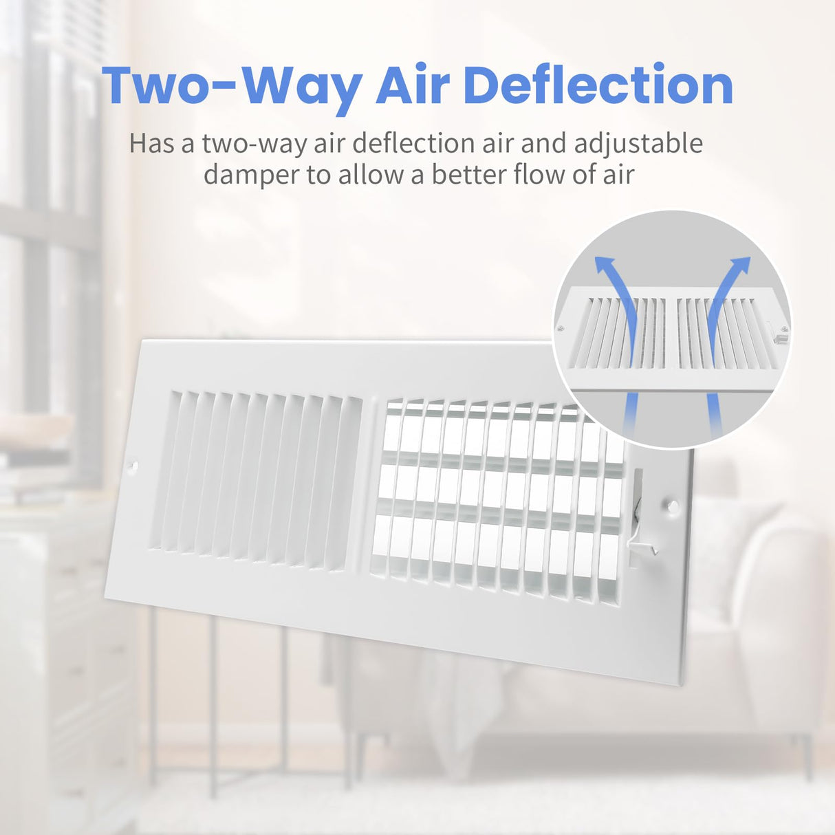 12 x 4 Inch [Duct Opening] Air Vent Covers for Wall or Ceiling - High Airflow 2 Way Steel Ventilation - Adjustable Wall/Ceiling Register, 13-3/4 Inch x 5-3/4 Inch [Overall Dimensions]