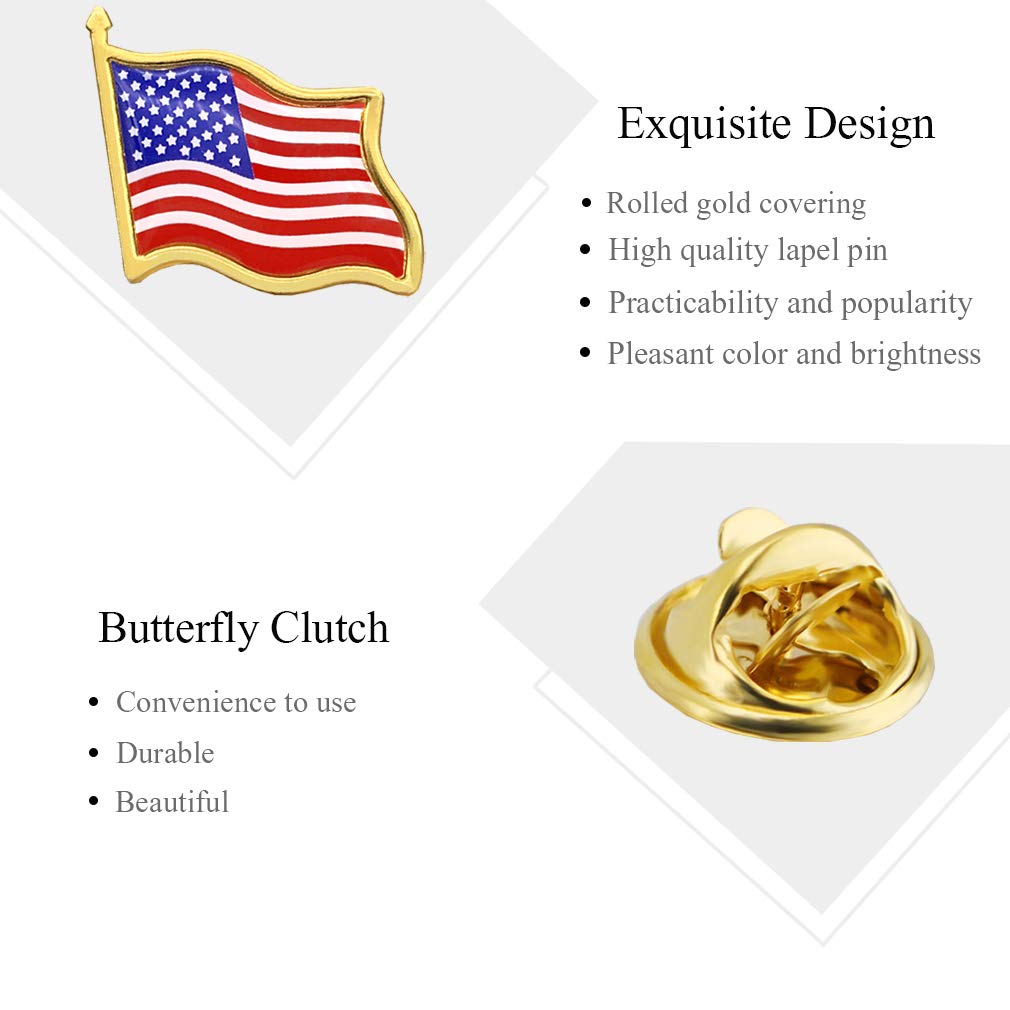 MEUUT American Flag Lapel Pins Bulk 100 PCS US Flag Pin for Patriotic Event