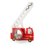 AORCMITN Wooden Fire Truck Piggy Bank for Boys Kids Girls Clear Big Belly Animal Coin Bank for Toddler Birthday Christmas Real Money Toy