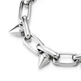 COOLSTEELANDBEYOND Men’s Stainless Steel Spiked Paperclip Link Bracelet With Lobster Clasp, Punk Rock Chain Wristband