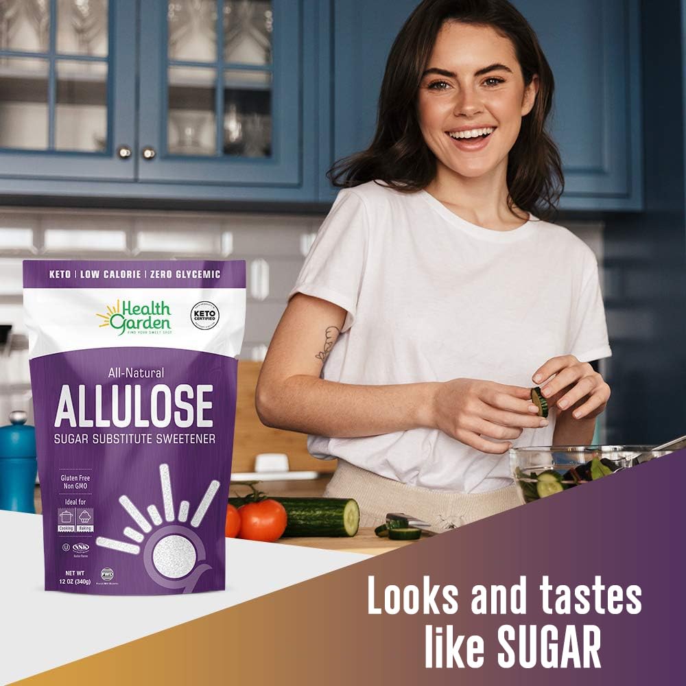 Health Garden Allulose Sweetener - Gluten and Sugar Free - Zero Net Carb - Non GMO - Kosher - Keto Friendly (14 OZ)