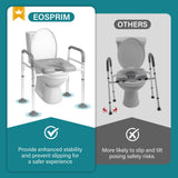 Eosprim Toilet Seat Risers for Seniors Elongated, Raised Toilet Seat with Handles, Toilet Safety Frames & Rails for Elderly and Handicap, Elevated Shower Commode Chair with Arms, Toilet Lift Grab Bar