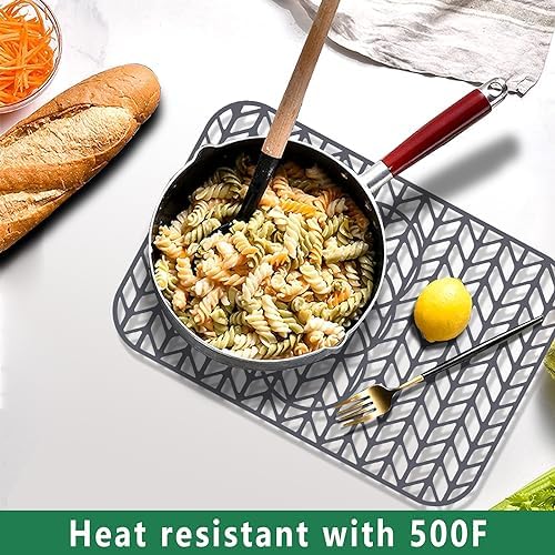 GUUKIN Sink Protectors for Kitchen Sink 19x13 & 24x12.5 & 13x11 & 26x14 & 28x14 & 29x15, Large Silicone Mats Grid for Bottom of Farmhouse Stainless Steel (19x12.5 with 3 Reserved Holes)