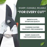 Saboten Japanese Pruning Shears 7.9" – Professional Bypass Garden Clippers, Made in Japan, Sharp Carbon Steel Blade with Sap-Resistant Fluorine Coating, Cuts up to 3/4 in (20 mm) (Straight)