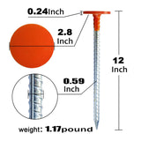 WANSRUYI Rebar Survey Marker Stakes, 12 Inch Long - 1.35 LB Heavy Duty, Hi-Vis Orange (2 Pack) Building line Marker Posts are Suitable for Paving Stones, Gardens, Lawn Edges, and Weed barriers