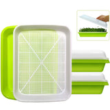 SUNPRO 2-Pack Seed Sprouter Tray with Humidity Lid, BPA Free Food Grade Soil-Free Sprouting Kit, Large Capacity Wheatgrass Grower & Microgreens Germination Station for Beans, Peas, Cat Grass (Green)