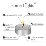 Tealight Candles - 4 Hours - Giant 100,200,300 Bulk Packs - HomeLights White Unscented European Smokeless Tea Lights for Shabbat, Weddings, Christmas, Home Decorative - 200 Pack