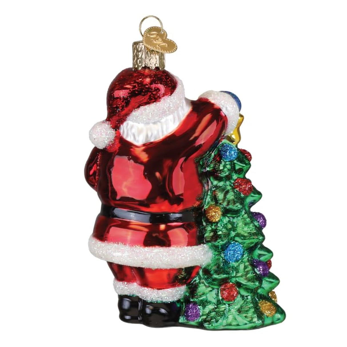 Old World Christmas 2025 Santa with Tree Glass Ornament for Holiday Tree