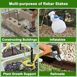 AAGUT 16 Inch Rebar Stakes Heavy Duty 16 Pack 3/8’’ Diameter Landscape Timber Spikes, Straight Stakes with Chisel Point End, Ground Anchors for Camping Tent, Garden Plant Support, Concrete, Black