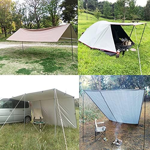 Tent Poles Adjustable Tarp Poles Steel Rods for Tarp Canopy Camping Replacement Set of 2 +Pegs & Reflective Ropes