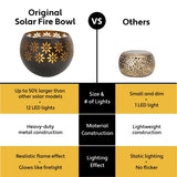 Original Solar Fire Bowl (1-Pack) Outdoor Waterproof Solar Lanterns - Metal Porch Lights with Flickering Flame for Tabletop, Patio, Garden & Landscape Decor (Matte Black)