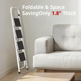 HBTower Step Ladder, Folding Step Stool for Adults with Anti-Slip Pedal, 330 lbs Capacity for Kitchen, Home, White