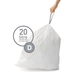 simplehuman Code D 60 Count, Dispenser Pack Custom Fit Liners, Drawstring Trash Bags, 20 Liter / 5.3 Gallon, White