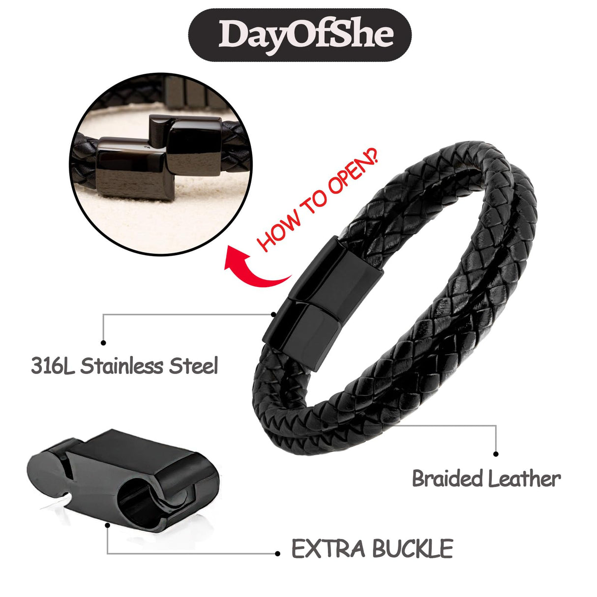 DayOfShe Fathers Day Personalized Gift for Dad Husband Grandpa Custom Bracelet with Names for Men Best Dad Ever Bracelet Fathers Gifts from Daughter Son