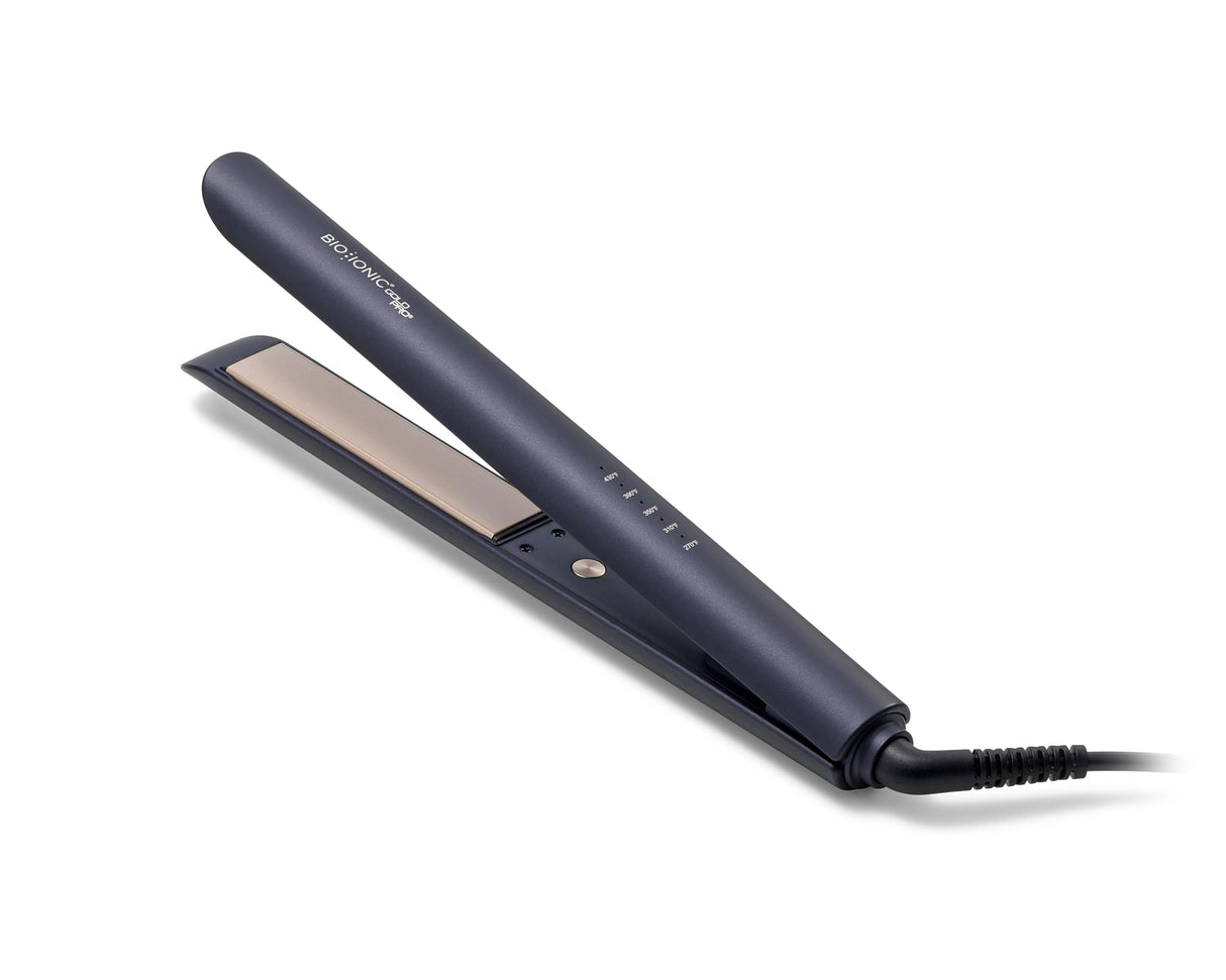 Bio Ionic GoldPro 1" Hair Straightener, Blue, Moisturizing Heat Technology & 24K Gold MX, Hair Straightening Iron for Sleek Styles & Flat Iron Curls, 40% Longer Plates, Adjustable Heat