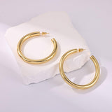 Gacimy Chunky Hoop Earrings for Women 14K Gold Plated, 925 Sterling Silver Post Hoops for Women, 50mm Yellow Color Big Earrings