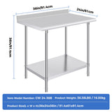 OSTBA Stainless Steel Table for Prep & Work 24x36 Inches with Backsplash, NSF Metal Commercial Heavy Duty Table with Adjustable Undershelf and Foot for Restaurant Kitchen Home and Hotel